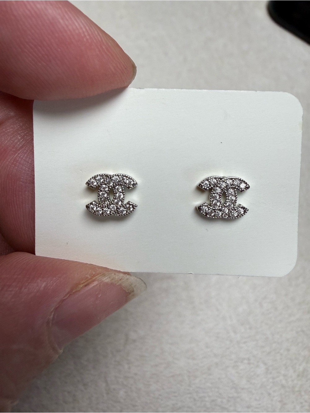 Silver Crystal Stud Earrings